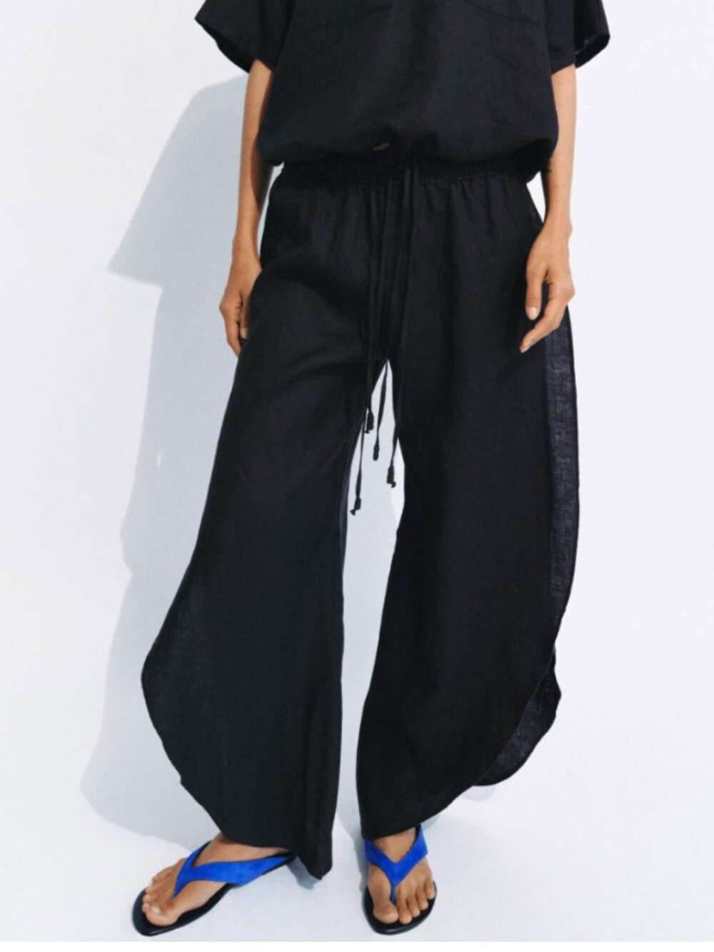 ZARA ZW COLLECTION LINEN TROUSERS WITH VENTS
